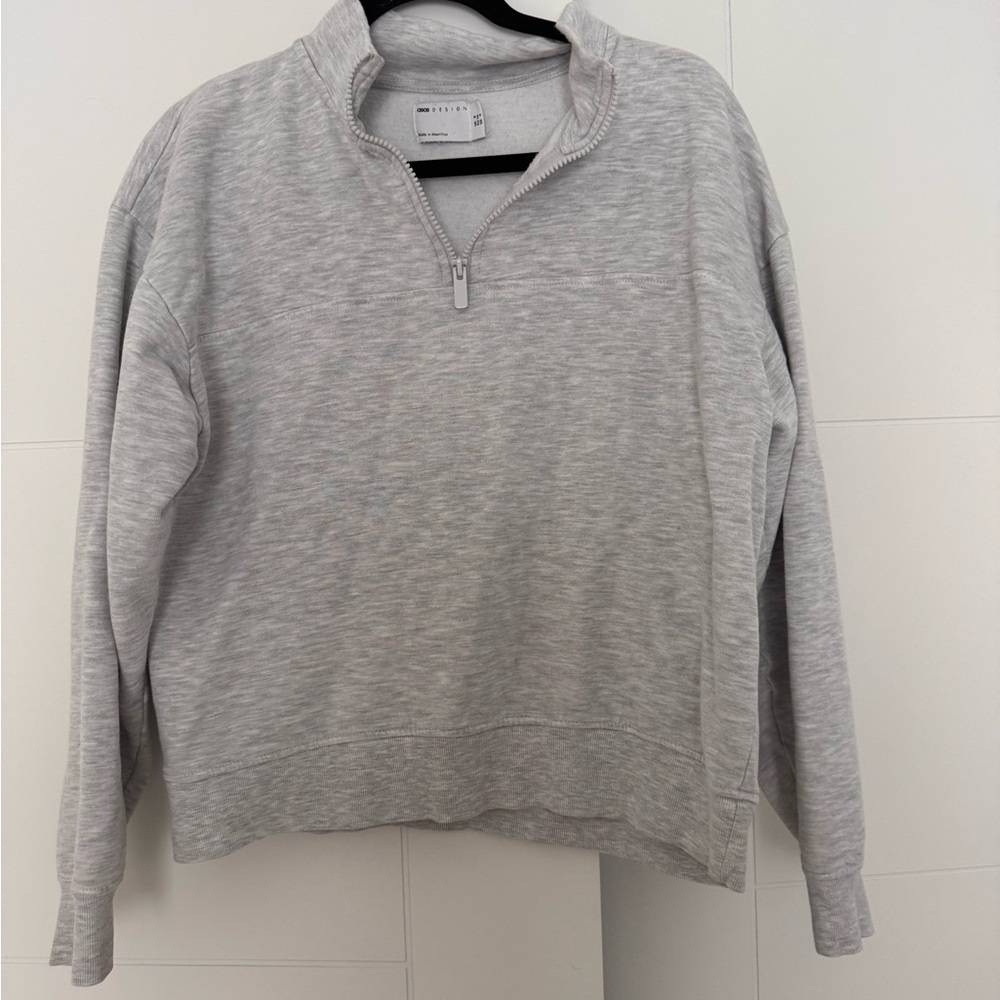 ASOS Light Gray Zip Mock Neck Sweatshirt